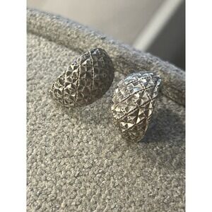 Earrings Beverly Hills Diamond Cut Sterling Silver  1/2 Hoops Sparklers  #396